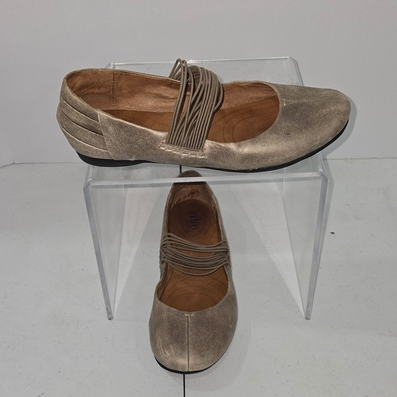 Indigo by Clarks Shoes - Indigo by Clarks Womens 8M Metallic Gold Leather Strappy Ballet Flats 87674